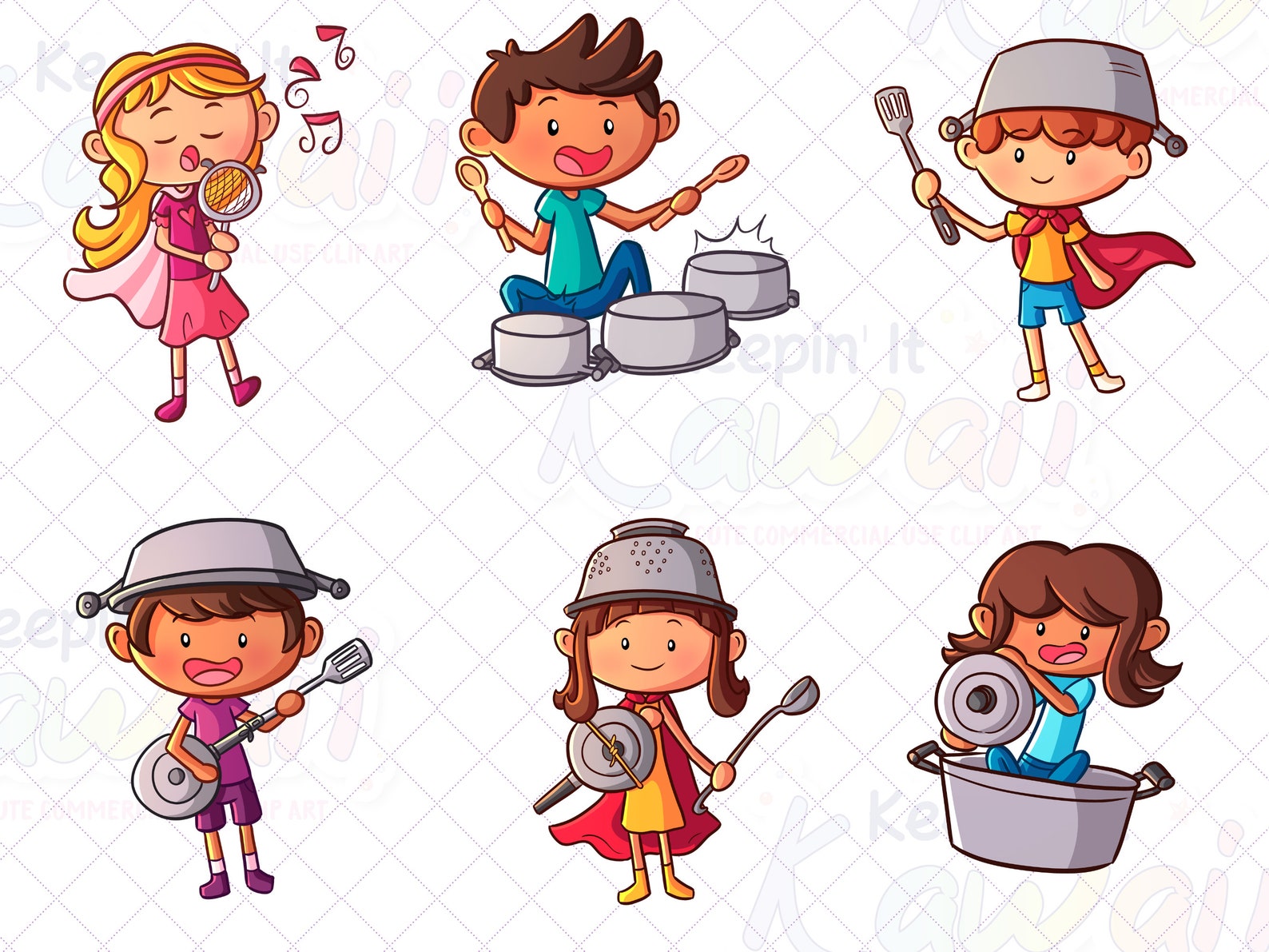 Pretend Play Kids Clip Art, Imagination Clipart, Cute Pretend Play