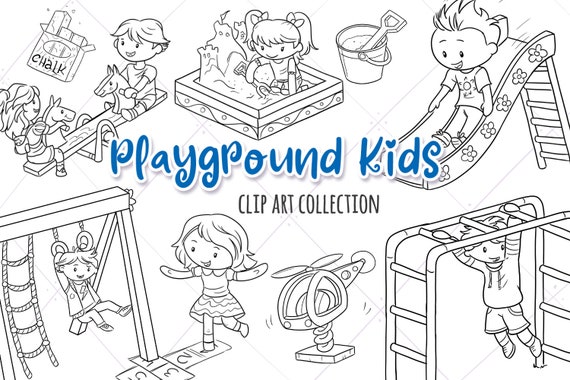 Playground Kids Digital Stamps Collection Kids Playing Etsy