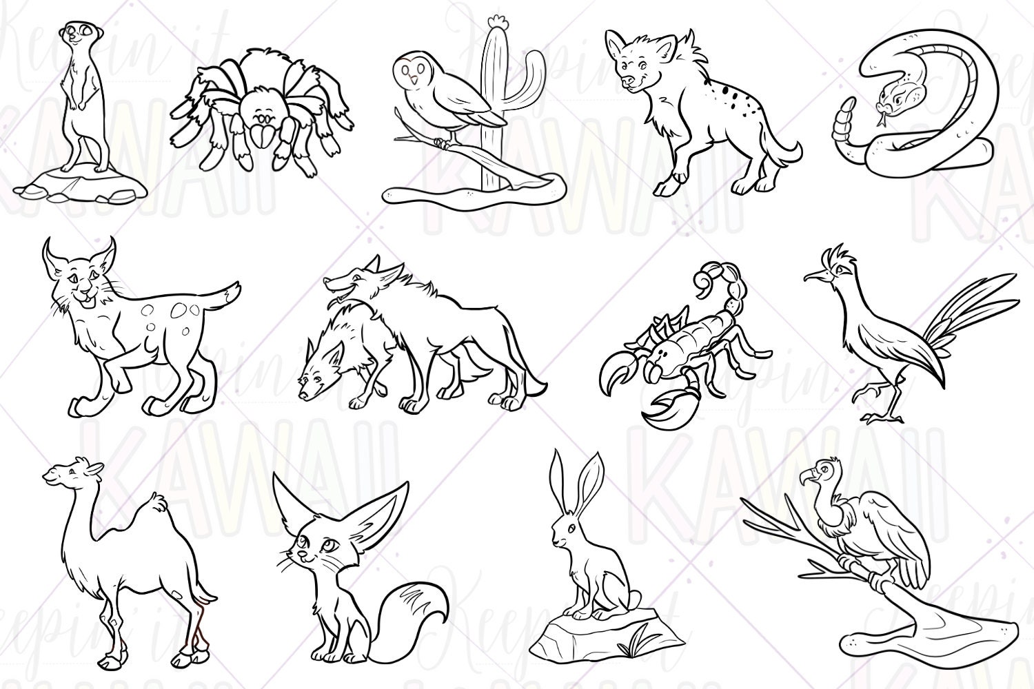 Desert Animals Digital Stamps Kawaii Desert Animals Animal - Etsy Australia Desert Animals Digital Stamps Kawaii Desert Animals Animal - Etsy Australia