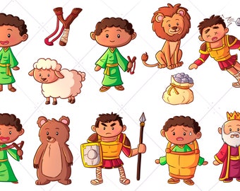 David And Goliath Clip Art Collection, Bible Story Clipart, Sunday School Clip Art