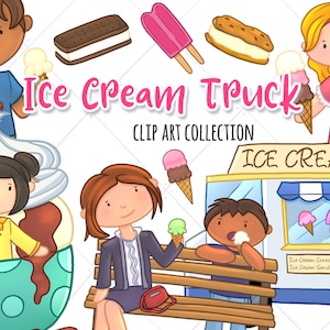 Download istantaneo, Download digitale, Arredamento per bambini, Kawaii, Planner Stickers, Gelato, Festa Gelato, Clipart, Uso Commerciale, Clip Art