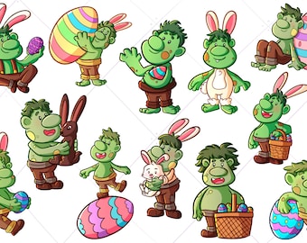 Funny Easter Trolls Clip Art Collection, Easter Trolls Clipart, Happy Easter Trolls Clip Art