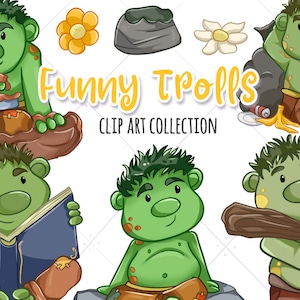 Cute Funny Trolls Clip Art - Silly Troll Illustrations - Trolls Clipart - Kawaii Trolls Clip Art - Trolls Clip Art