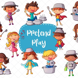 Pretend Play Kids Clip Art, Imagination Clipart, Cute Pretend Play Education Clipart image 1