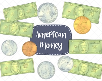 American Money Clip Art, Cute Money, Kids Money Clipart, Kids Finance Clipart, Money for Students