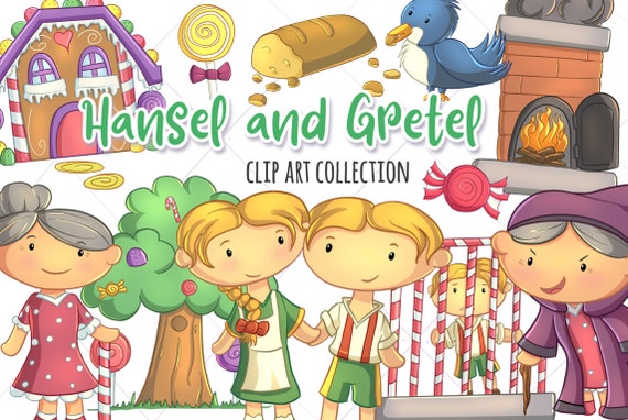 Susse Hansel Und Gretel Clipart Lebkuchen Haus Clipart Kawaii Etsy