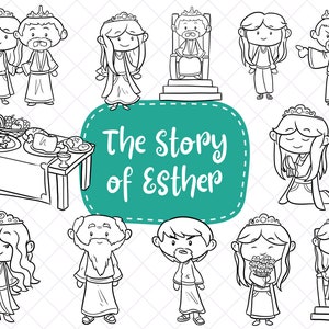 Queen Esther Bible Story Clipart, Bible Characters Clipart, Old Testament Esther Clipart, Religious Clip Art