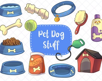 Dog Stuff Clip Art, Cute Pets Clipart, Cute Kids and Pets Clipart, Clipart For Teachers, Kawaii Dogs, Cute Dogs
