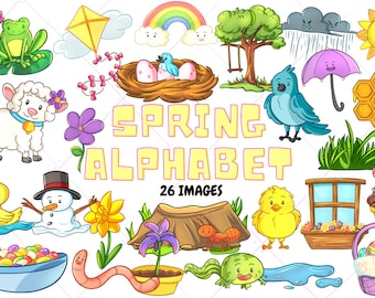 Frühling Alphabet Clip Art Sammlung, Frühling Dinge Clip Art, Frühling Schule Kinder Clipart