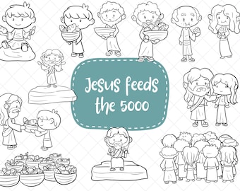 Jesus Feeds 5000 Clip Art Bible Mini - Etsy
