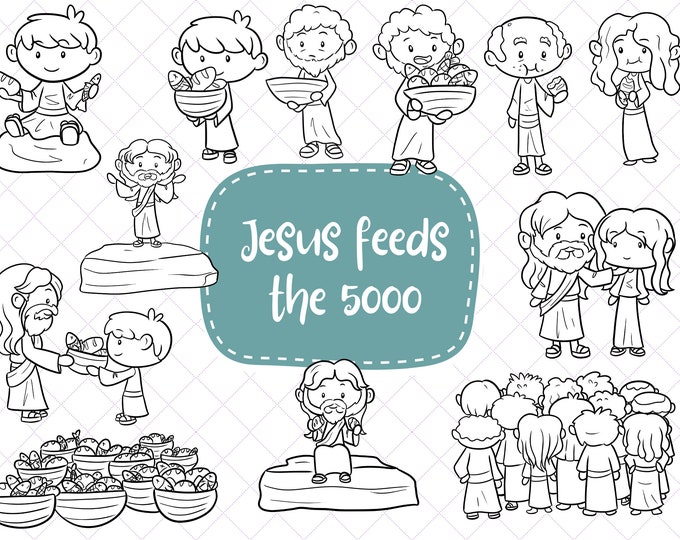 Jesus Feeds 5000 Clip Art, Bible Mini - Etsy Canada
