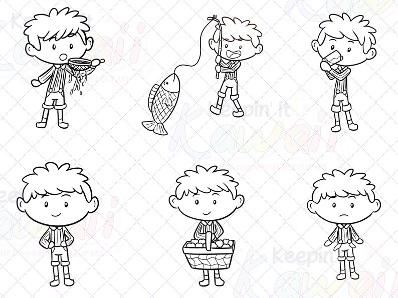 Simple Simon Clip Art, Nursery Rhyme Clipart, Cute Mother Goose Clip ...