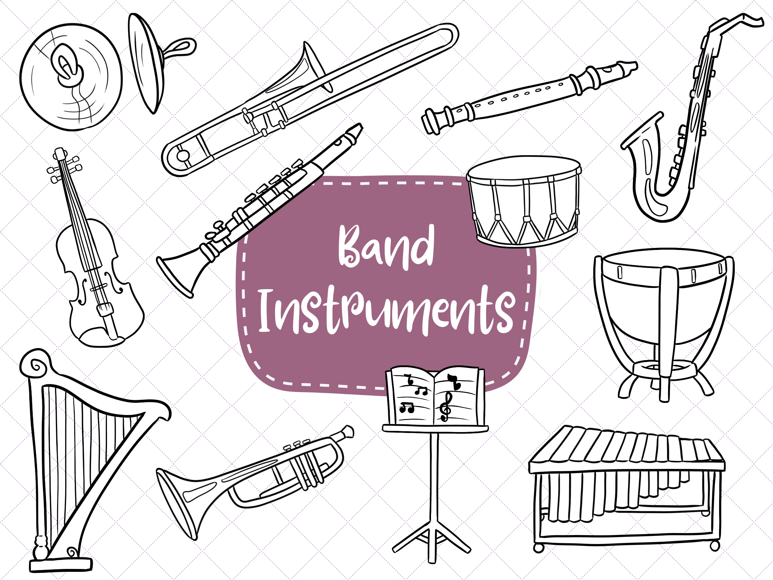 Band Instruments Clip Art, Kids Playing Music Clipart, Cute Kids Music