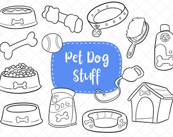Dog Stuff Clip Art, Cute Pets Clipart, Cute Kids and Pets Clipart, Clipart For Teachers, Kawaii Dogs, Cute Dogs