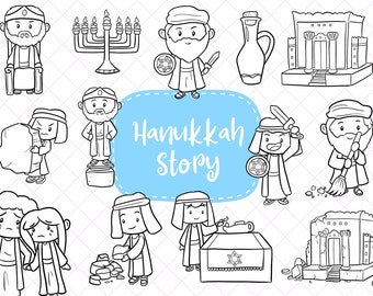 Hanukkah Story Clip Art Collection, Hanukkah Clipart, Cute Hanukkah Story Clip Art