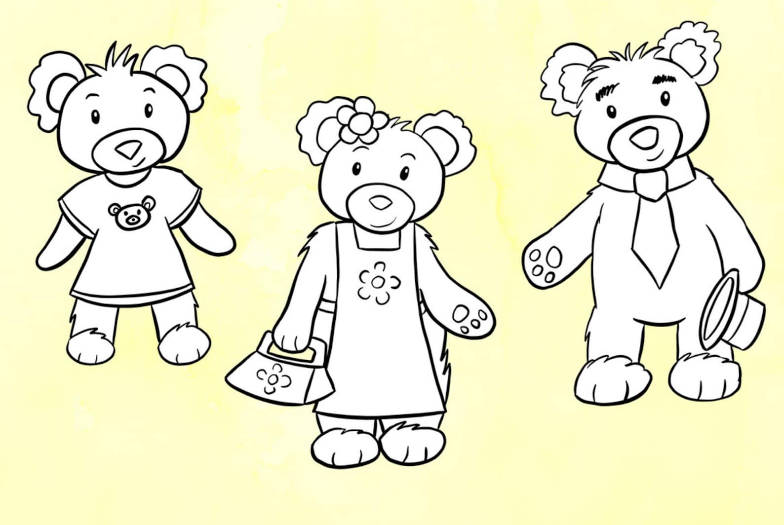 Goldilocks and the three Bears Story Book Illustrations Black Etsy Goldilocks and the three Bears Story Book Illustrations Black Etsy