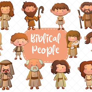 Bijbelse mensen illustraties, Bijbelverhaal clipart, bijbelse karakters, religieuze clipart collectie