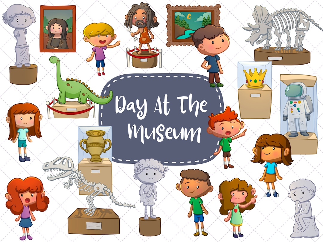 A Day at the Museum Clip Art, Kids Field Trip Clip Art, Cute Kids ...