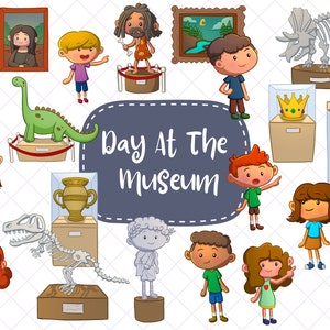 A Day At The Museum Clip Art, Kids Field Trip Clip Art, Cute Kids Museum, Educational Clipart, Classroom Clip Art