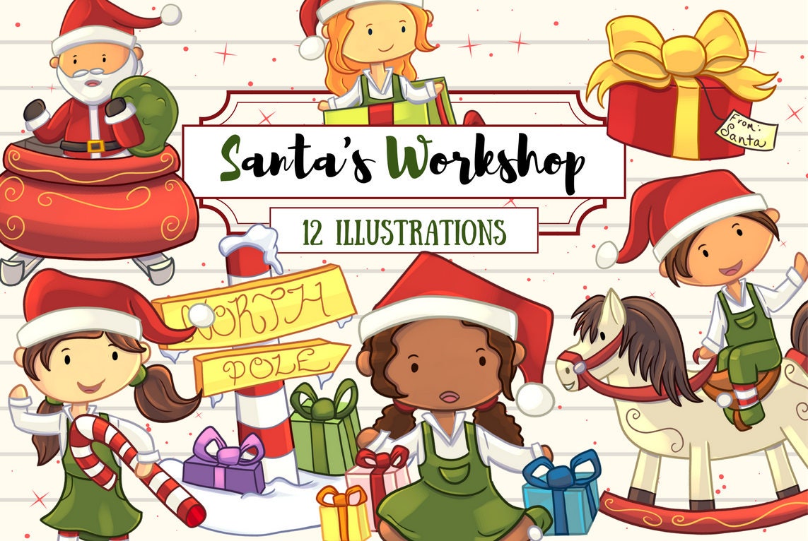 Download Santa's Workshop Clip Art Collection Cute Christmas Clip ...