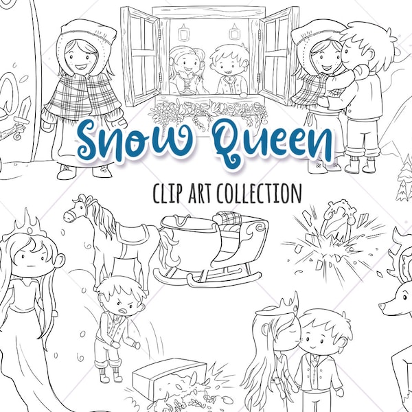 Snow Queen Hans Christian Andersen Fairy Tale Clip Art, Fairy Tale Clipart, Kawaii Fairy Tale, Story Book Clip Art