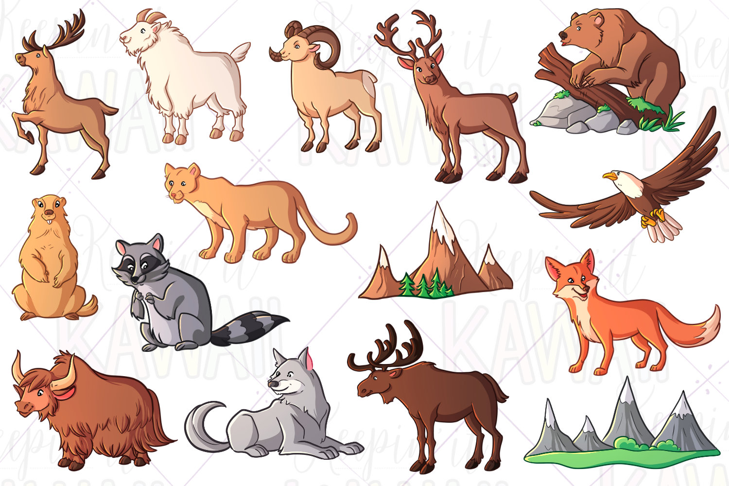 Mountain Animals Clip Art Kawaii Mountain Animals Animal - Etsy Mountain Animals Clip Art Kawaii Mountain Animals Animal - Etsy