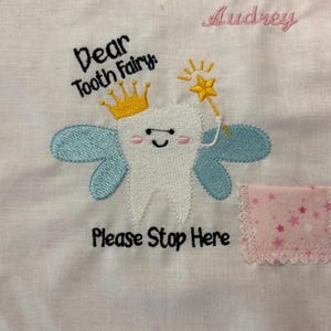 Personalized Tooth Fairy Pillow, Embroidered Tooth Pillow with Pocket, Kids Lost Tooth Pillow, Tooth Fairy Gift for Boys Girls image 4