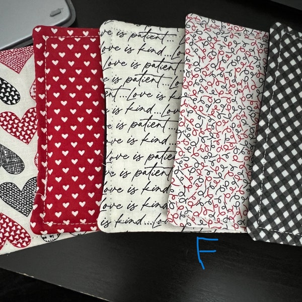Fabric Coasters, Red, Black and White Heart Coasters (Multiple bundles)