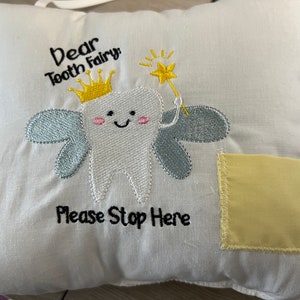 Tooth Fairy Cute Embroidered Pillow, Customizable Kids Room Décor Cute and Funny Designed Throw Pillow