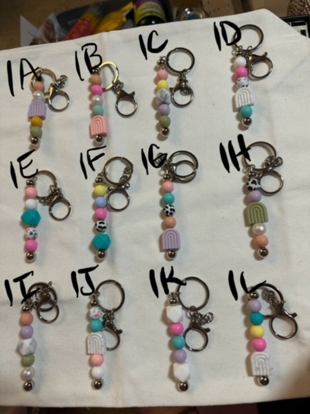 Beaded Bar Keychain, Silicone Bead Bar Keychain, Keychain Gift