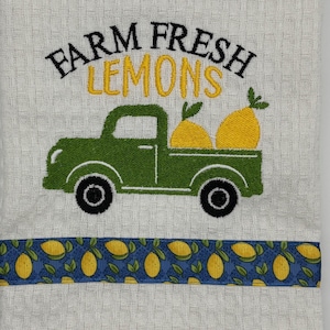 Embroidered Towel, Embroidered Towels, Towels, Kitchen Towel- Farm Fresh Lemons