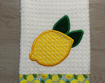 Torchon brodé, torchon brodé, torchon brodé avec appliqué citron vert