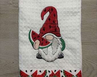 Serviette brodée, Serviettes brodées, Serviettes de bain, Torchon de cuisine - Gnome pastèque