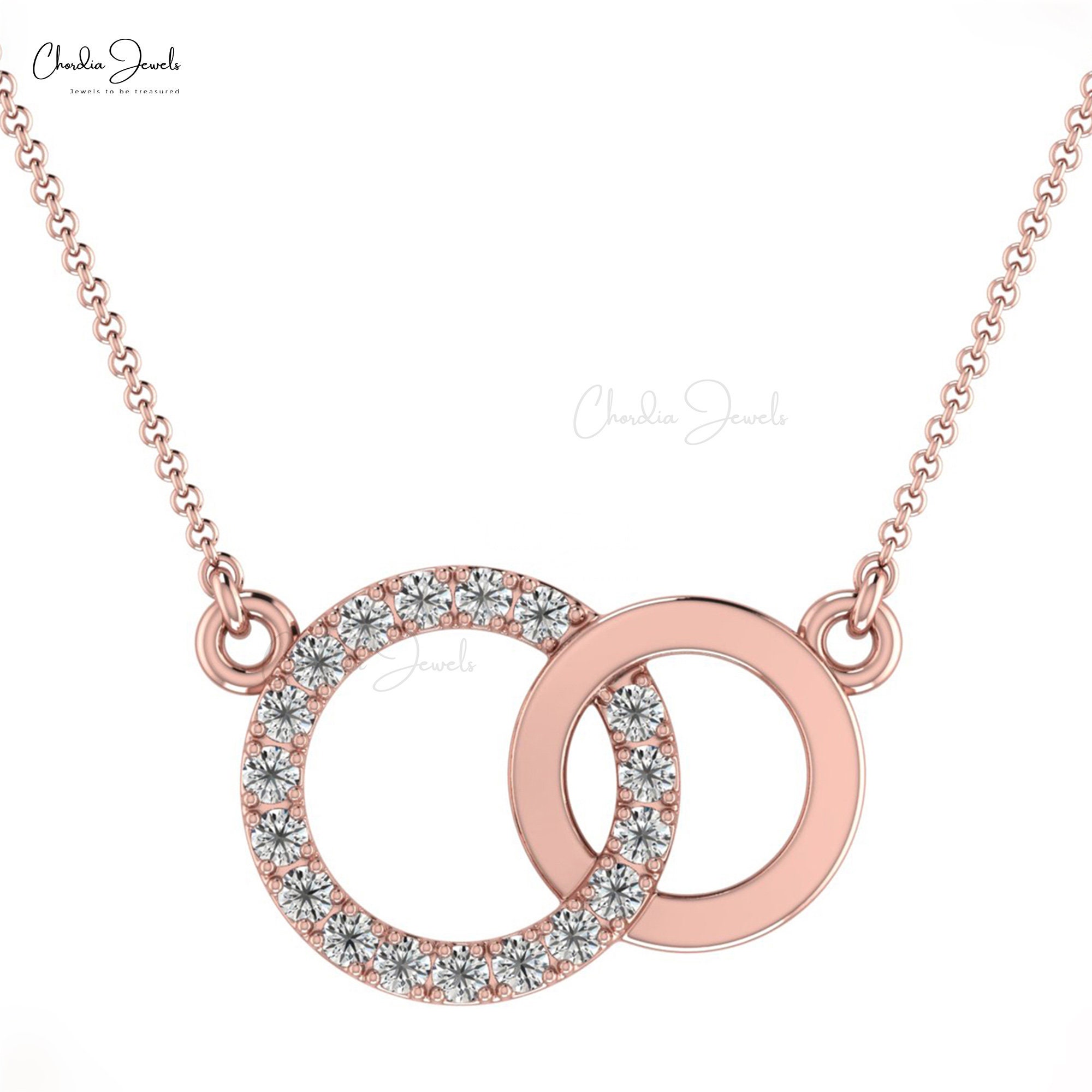 Intertwined Diamond Double Circle Necklace in 18K Rose Gold (0.67ct)