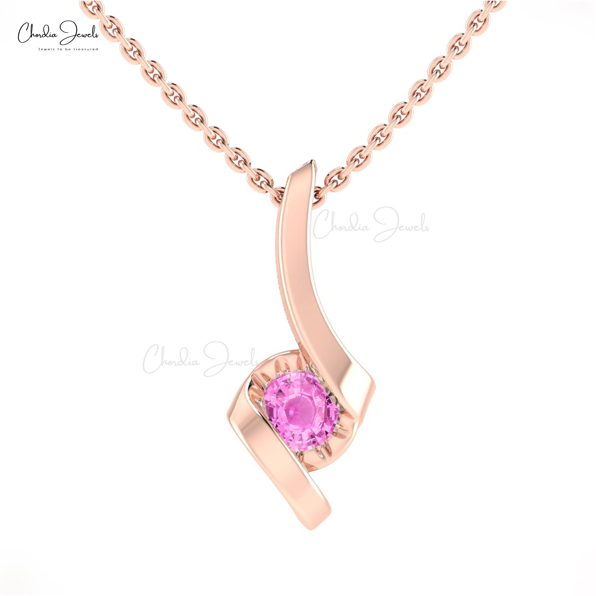 Classic Pink Sapphire Dainty Diamond Halo Pendant 7x5mm Oval Cut Gemstone  Pendant For Gift 14k Real Gold Pendant Jewelry For Women
