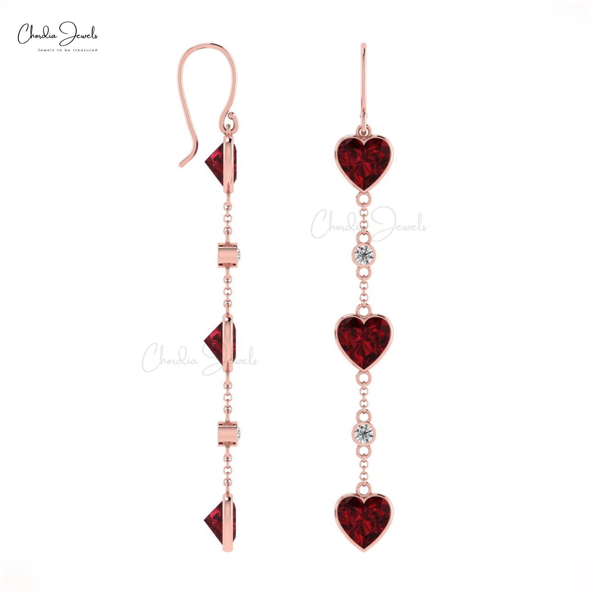 Garnet Heart Earring 14k Gold Heart Gemstone Hoop Earrings Bezel
