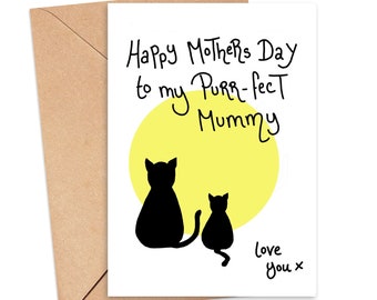 Cartão de Dia das Mães para impressão, cartão digital de dia das mães para amantes de gatos