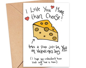 Printable Valentine Cheese Card, digital cheese lover valentine