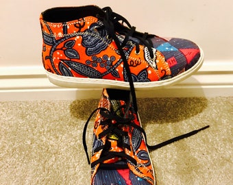 Ankara Leather Fashion Sneakers