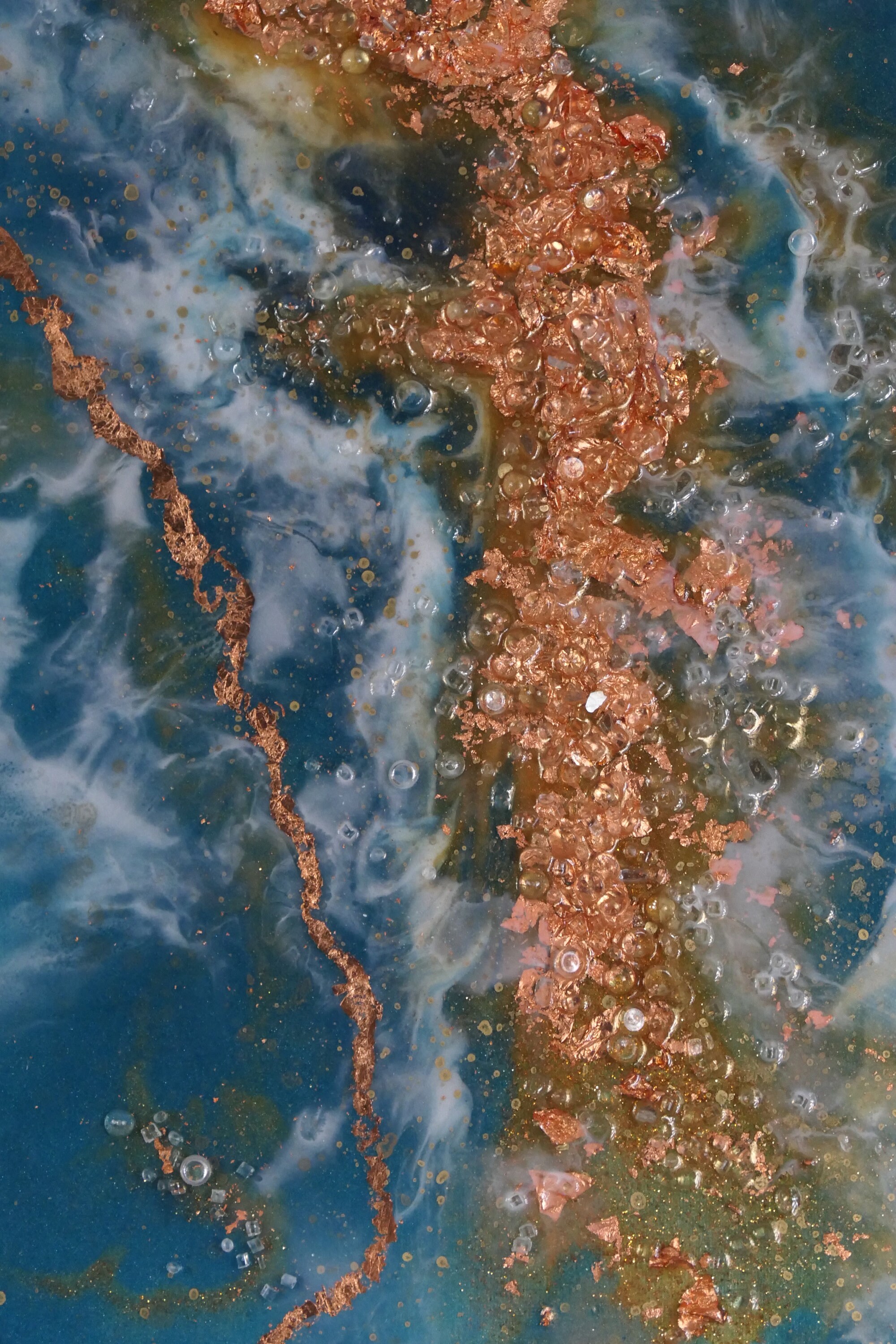 Copper Wave, Original Resin Art Painting With Glass , Diptych (set ...