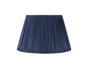 Pleated Silk Lampshade In Charcoal Blue