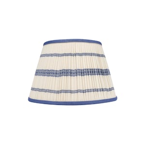 Embroided Blue Striped Lampshade