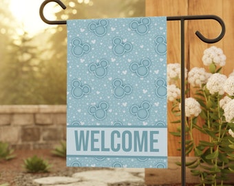 Blue Mickey Head Garden Flag, Personalized Gifts, Disney Home Decor, Disney Yard Flag, Minnie Mouse, Disney Lover Gift