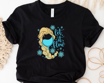 Let It Flow, Elsa Wine Glass, Frozen Shirt, Disney Wine Glass, Epcot Food and Wine, Epcot Shirt, Princess Wine Glass