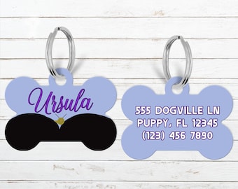 Ursula Disney Dog Tag, Personalized Pet Tag, Pet Id Tag for Dogs & Cats, Little Mermaid Gifts