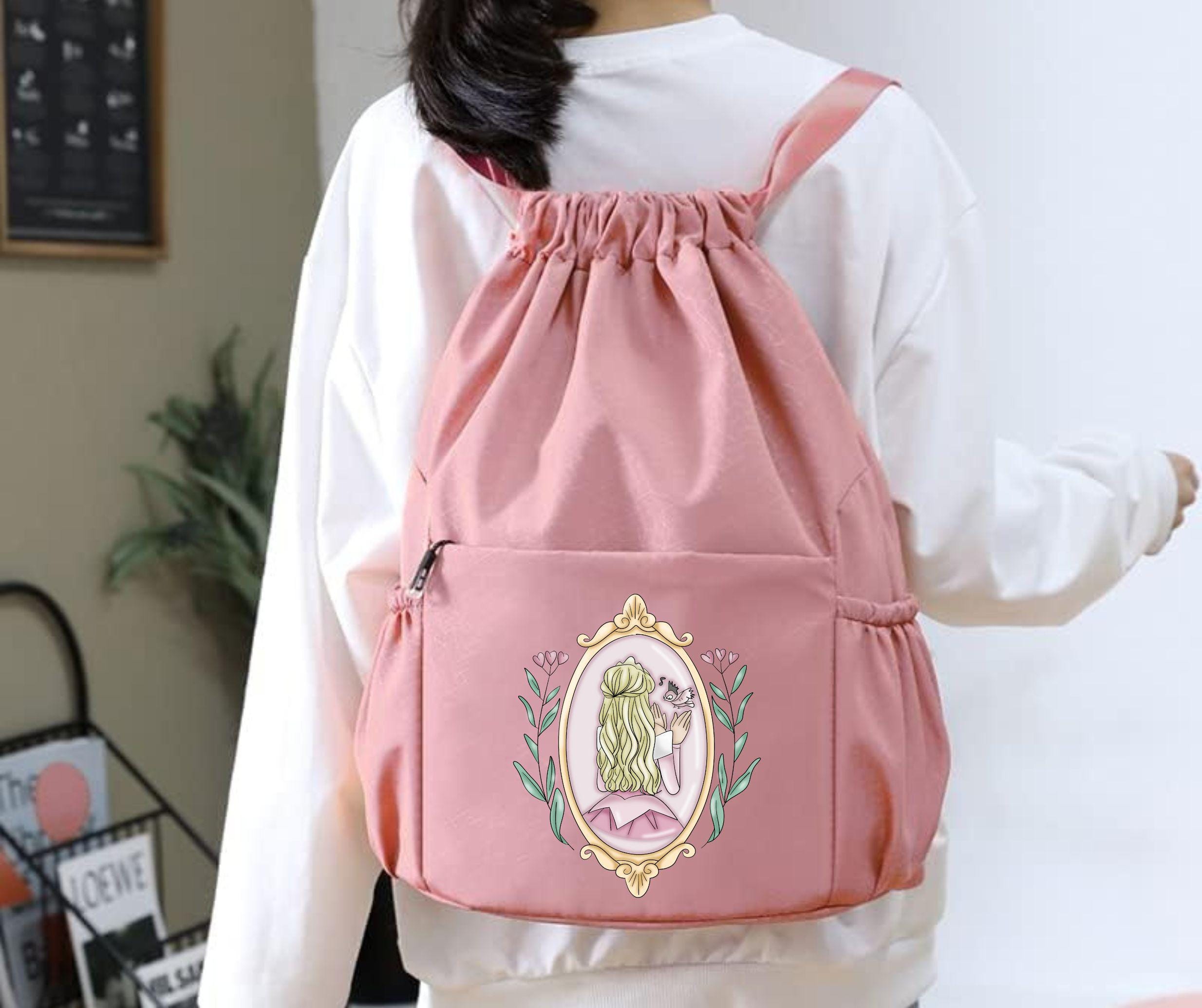 Disney Pink and Gold Drawstring Backpack Disney Bibbidi Bobbidi Boutique Cinderella Drawstring  main image 4