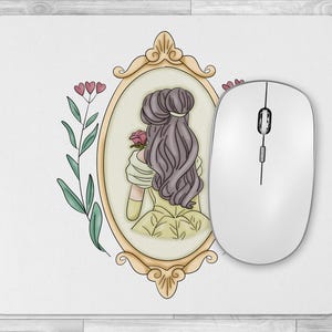 Vintage Belle Beauty and Beast Mousepad, Office Accessories, Unique Mousepad, Disney Lover Gift, Disney Mouse Pad, Disney Princess