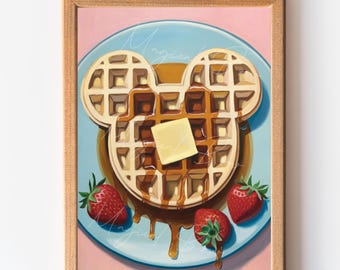 Mickey Waffle Kitchen Wall Art Print, Disney Themed Wall Art Print,  Mickey Shaped Food, Disney Lover Gift, Living Room Decor
