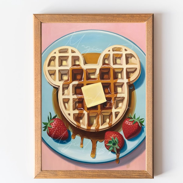 Mickey Waffle Kitchen Wall Art Print, Disney Themed Wall Art Print,  Mickey Shaped Food, Disney Lover Gift, Living Room Decor
