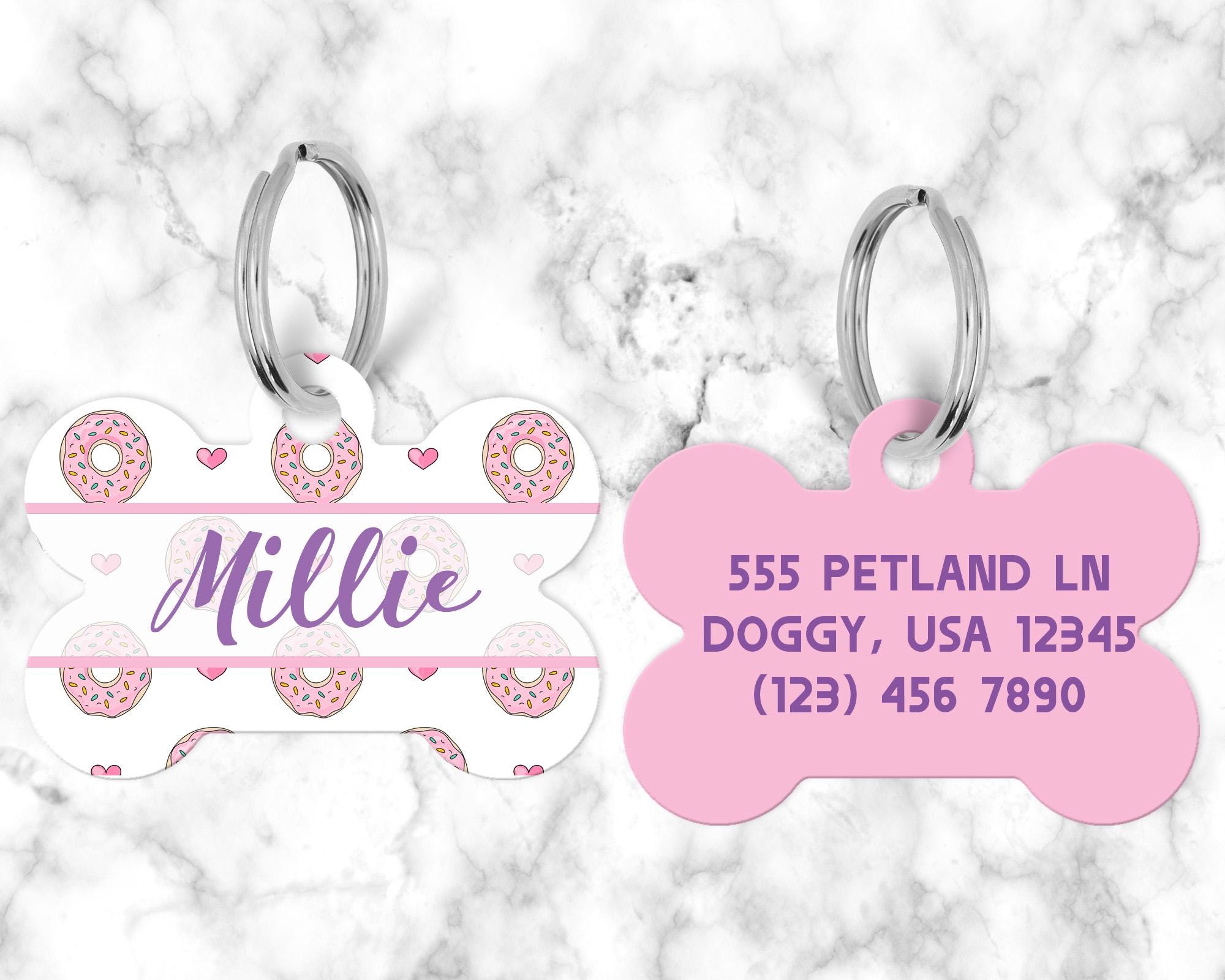 Raspberry Dog Tag Donut Pet Tag, Cute and Unique Dog Tag, Personalized Pet Tag, Pet Id ...